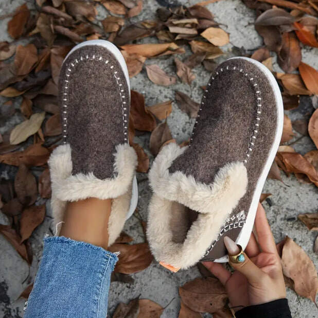 🥾Tênis slip-on macios e felpudos para pés confortáveis