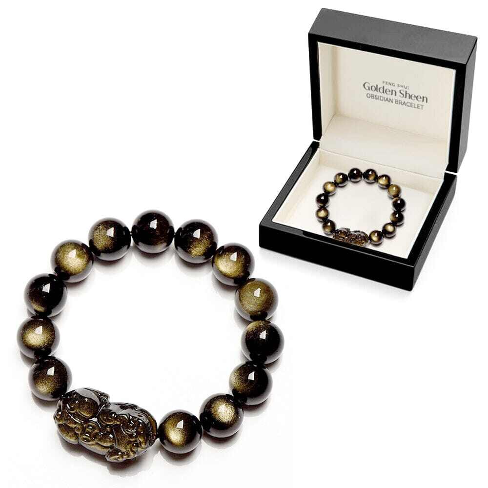 Pulseira CC™ Feng Shui Golden Sheen Obsidiana