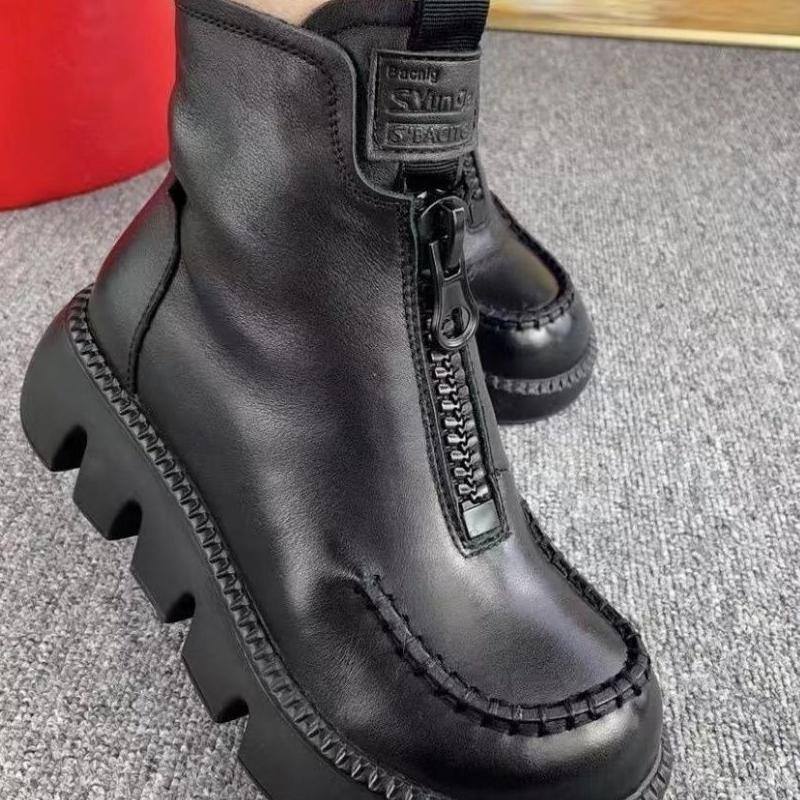 🔥Botas femininas curtas quentes em estilo retrô feitas de couro PU👢