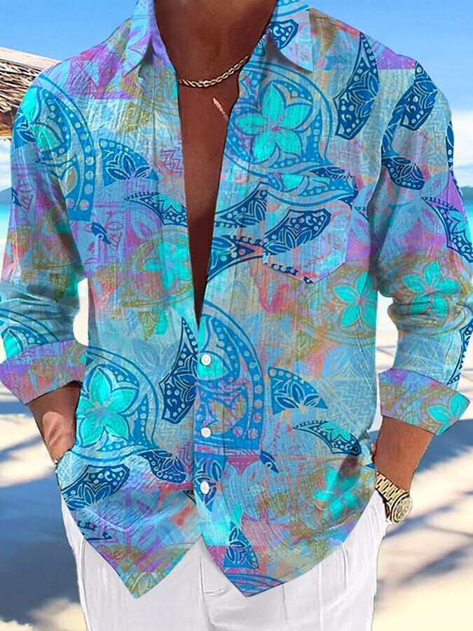 Camisa casual para homem com estampado havaiano