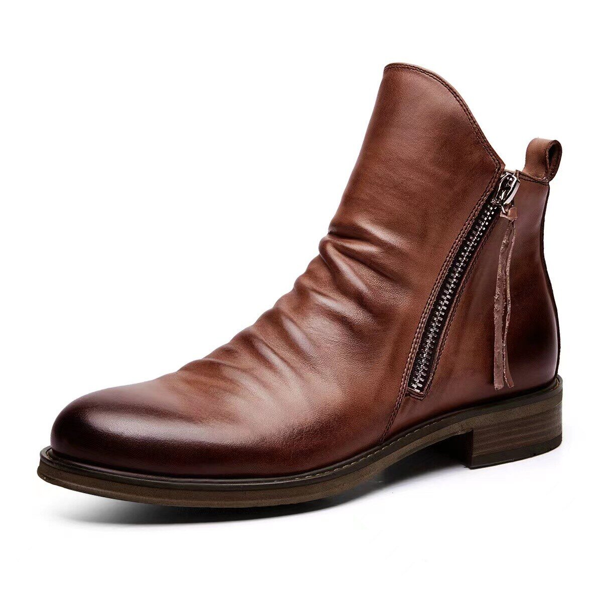 Novo Bota de couro com fecho de correr para homem | Oferta de metade do preço🔥