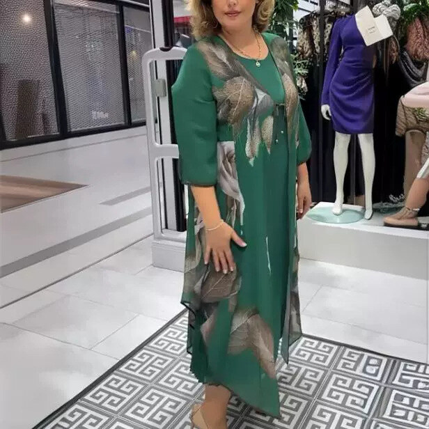 【S-5XL】❤️2024 novo vestido verde floral