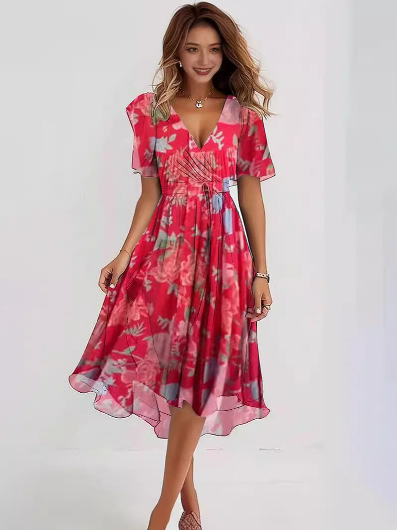 Vestido estampado em chiffon 2024