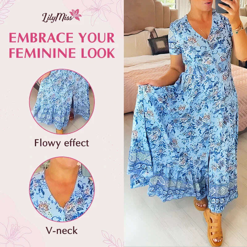 🔥Vestido decote em V com estampa floral