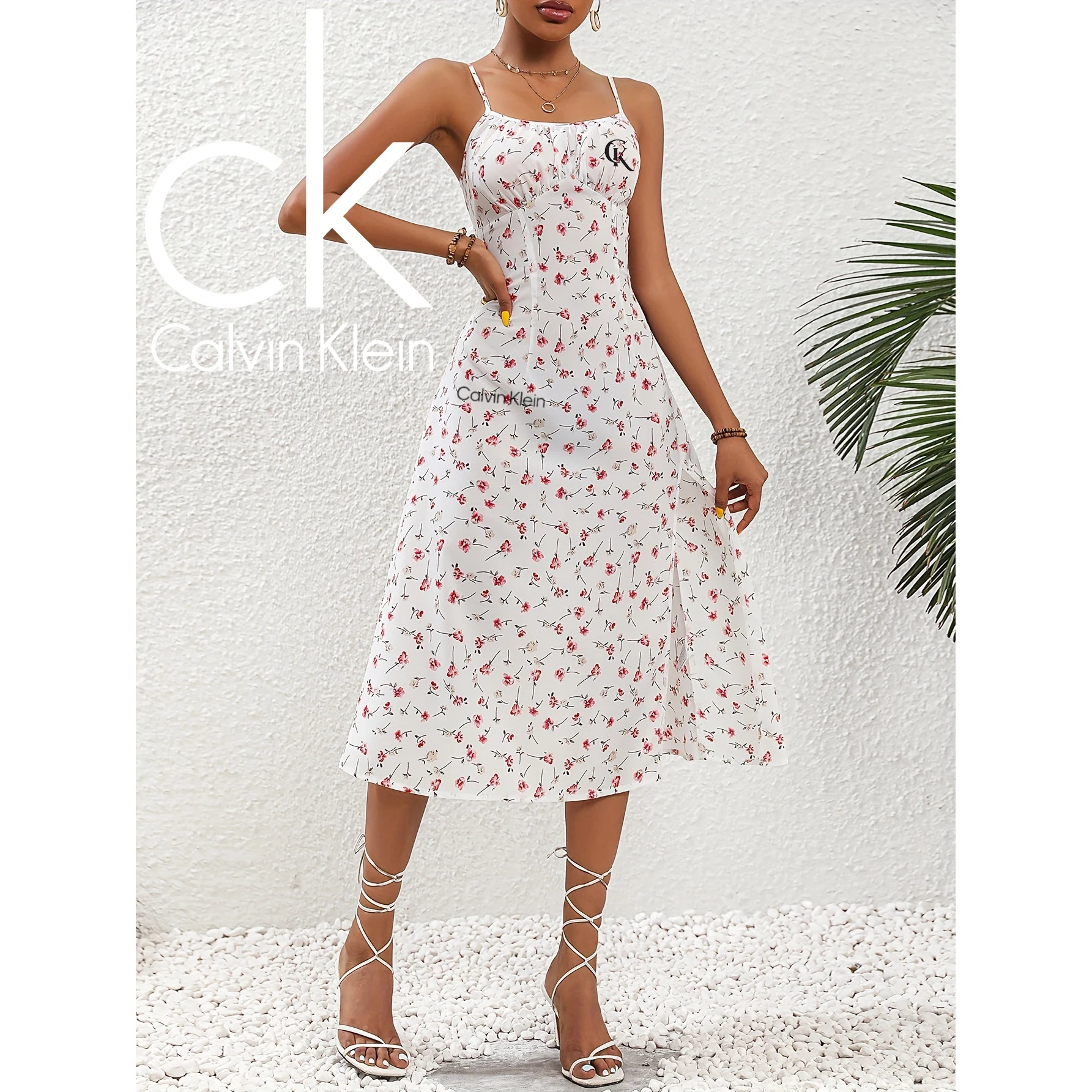 2024 CALVIN KLEIN VIRÁGOS, KIvágott RUHA