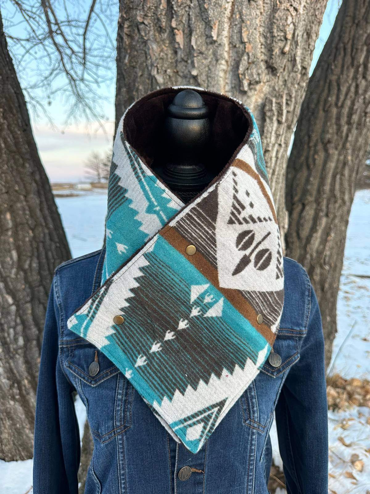 Women's Western Aztec Warm Neck Hood