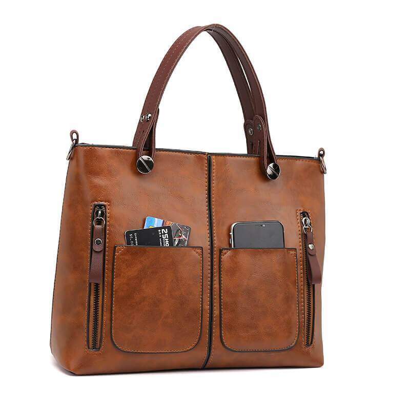 🔥 Bolsa de ombro feminina de couro vintage Action