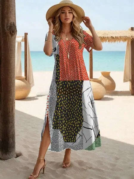 【S-3XL】🌈2024 NOVO VESTIDO LONGO ESTAMPADO PLUS SIZE