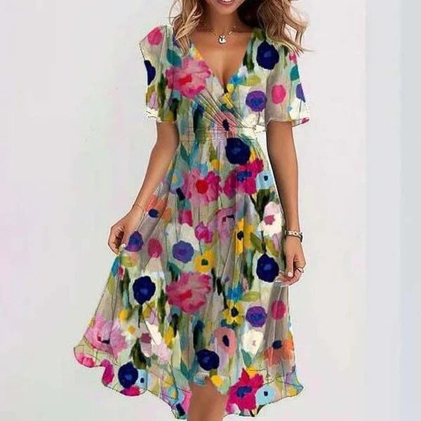 Vestido estampado em chiffon 2024